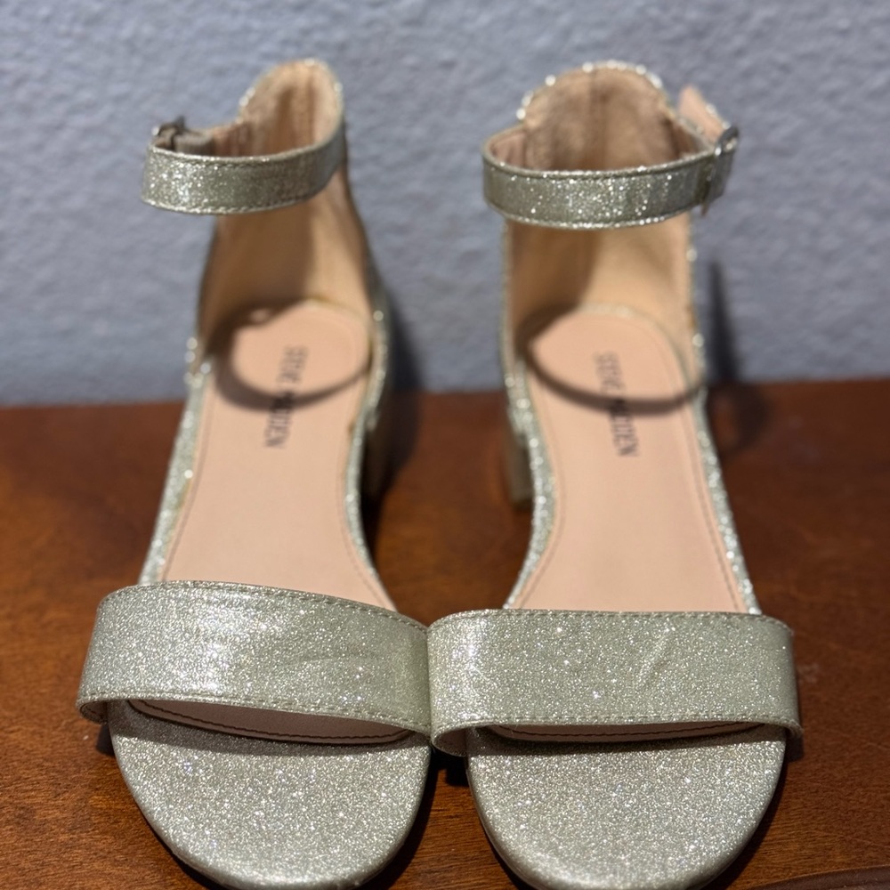 Steve Madden Glittery Silver Ankle Strap Dress Shoes